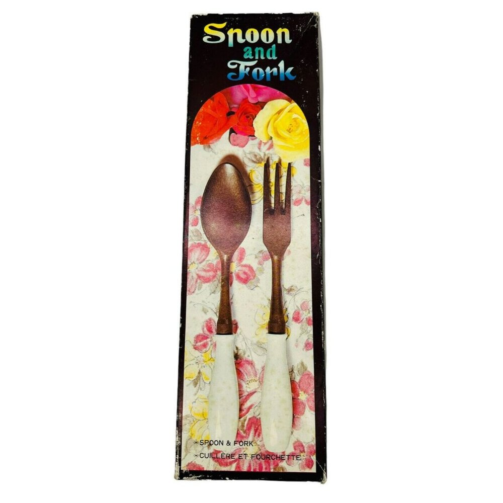 Vintage Universal Studios California Salad Utensil Spoon‎ Fork Set Wooden Japan